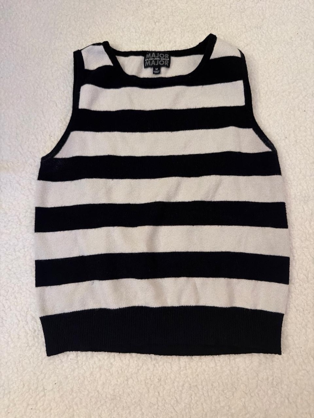 Black & White Striped Sleeveless Sweater